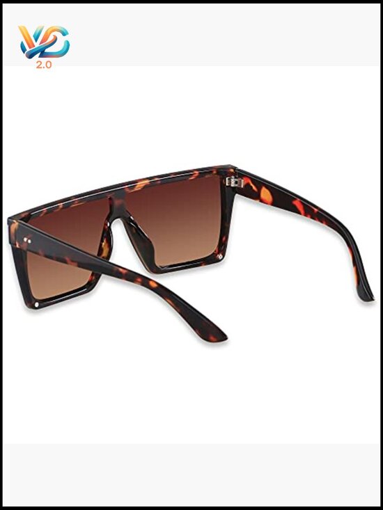 Oversized Square Flat Top Sunglasses Fashion Shield Large UV Protection